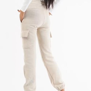 Service OEM, fabriqué en usine, pantalon de survêtement décontracté de haute qualité en coton molletonné à taille haute avec poche, pantalon droit d'hiver - Product Image 3