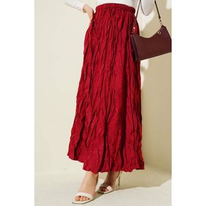Crinkle Pleated <b>Skirt</b> Burgundy - Product Image 1