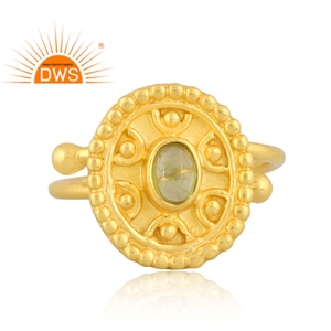 Latest Handmade Design 18K Gold Plated Natural <b>Peridot</b> Gemstone Stackable <b>Ring</b> Custom Jewelry Manufacturer - Product Image 2