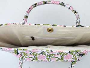 Sac fourre-tout en coton matelassé pour femmes, imprimé en blocs, sac de plage, sac de shopping, 12x14 pouces, HANDICRAFTOFPINKCITY - Product Image 5