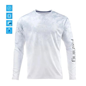 UPF 50 + Protección solar Absorbe la humedad Hombres de manga larga de malla Uv Sun Shirts Rash Guard Camisas de pesca - Product Image 4