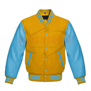 Chaqueta universitaria de béisbol Letterman Varsity hecha a medida con cuello levantado para hombre con mangas de cuero chaqueta térmica de invierno - Product Image 1