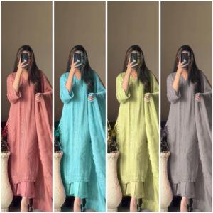 Alta calidad Chinnon Top hilo de algodón bordado trabajo y trabajo Palazzo con Dupatta disponible a precios asequibles - Product Image 6