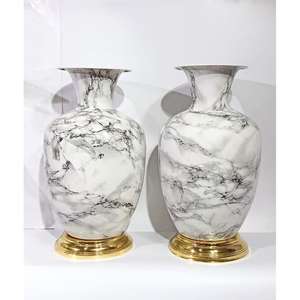 Floreros de esmalte decorativos Artesanías Estilo moderno Macetas de flores de lujo Precio al por mayor Florero de exhibición de piso de metal Juego de 2 - Product Image 4