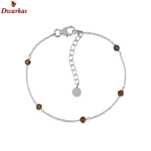 wholesale classic fine jewelry 925 Sterling silver smoky quartz stone <b>beads</b> <b>bracelet</b> - Product Image 1