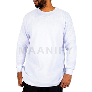 T-shirt thermique blanc épais pour homme, coupe ample, en coton gaufré, style streetwear, personnalisable avec logo, fabricant MAANIFY – Meilleures ventes - Product Image 1