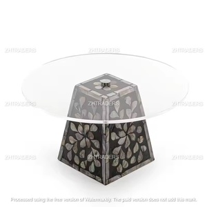 Centro de Mesa Decorativo para Fiestas, Eventos y Decoración de Cocina, Soporte Redondo de Acrílico de Lujo para Pasteles con Detalles de Nácar - Product Image 6