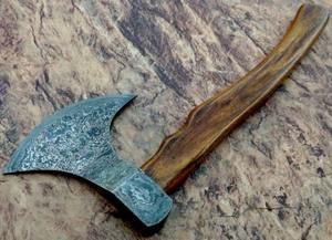 Handmade Industrial Damascus Steel Flat Backed <b>Axe</b> for Camping <b>Wooden</b> Handle Comfort Grip 4 <b>Cutting</b> Edge 500mm - Product Image 4