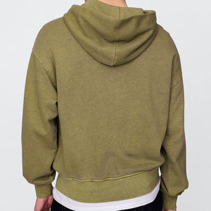 Sudadera con capucha y cremallera de ajuste regular para hombre, Sudadera de felpa personalizada lavada de algodón orgánico, chaqueta con capucha y media cremallera, chaqueta con capucha de invierno Vintage High - Product Image 2