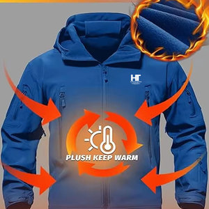 High Quality <b>Winter</b> Men's Softshell Jacket with Stand Collar and Front Logo Customizable Eco-Friendly Breathable - Product Image 3