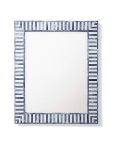 Espejo de Pared con Incrustaciones de Hueso, Diseño Floral Moderno Hecho a Mano, Marco Rectangular Azul y Blanco, Espejo Decorativo de Lujo para el Hogar - Product Image 1