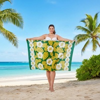 Paréo floral hibiscus tendance, imprimé tropical, léger, pour la plage, jupe de plage, couverture de plage