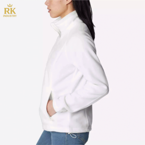 Manteau d'hiver pour femme avec logo personnalisé, veste polaire de couleur unie avec poches, veste polaire unisexe à fermeture éclair - Product Image 6