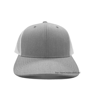 Chapeaux de camionneur unis 100% tissu en coton tissu OEM personnalisé gris chiné/blanc chapeaux de camionneur casquette de sport - Product Image 1