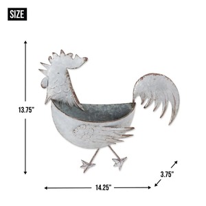 Galvanized Metal Rooster <b>Planter</b> Wall <b>Hanging</b> <b>Indoor</b> and Outdoor Garden Flower Pot Stylish Home Decor - Product Image 6