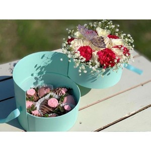 TH CBB-577 Wholesale Double Layer Rotating Flower Gift <b>Box</b> Round Cardboard <b>Box</b> with Window and Ribbon for Flowers and <b>Chocolate</b> - Product Image 3