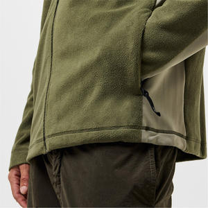 Men's Polar Fleece Jacket with Woven Panels Full Zip Hooded Outdoor Thermal <b>Mid</b>-<b>Layer</b> Hiking Camping Casual Wear Wholesale - Product Image 5