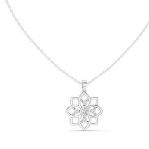 Collar con Colgante Floral de Diamante CVD EF VVS-VS de 0.45 CT, Creado en Laboratorio, Opciones de Oro de 18K, 14K, Oro Rosa, Amarillo y Blanco, Elegante - Product Image 3