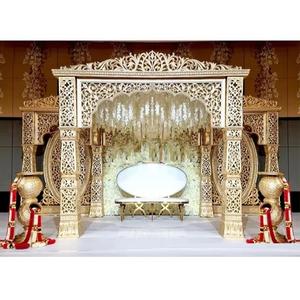 Mandap de cérémonie de mariage éblouissant Jodha Akbar, tendance, style Bollywood, en fibre dorée, qualité d'exportation supérieure, Mandap Chicago - Product Image 1