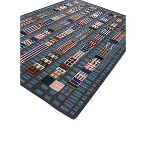 พรมขนสัตว์ลายเรขาคณิตแบบนามธรรม Adwl-13263 สีเทา-ดำ ทอแบบเรียบ สำหรับห้องนั่งเล่น พรมปูพื้นรูปสี่เหลี่ยมผืนผ้าสำหรับตกแต่งบ้าน - Product Image 2