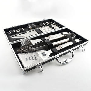 Juego de herramientas de cocina portátil para barbacoa al aire libre, 19 Uds., parrilla de barbacoa de acero inoxidable con caja de aluminio y delantal para asar a la parrilla - Product Image 3