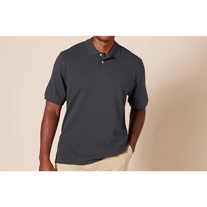 Chemise pour homme en piqué de coton respirant, coupe classique, noire, à manches courtes et col classique, effet délavé - Product Image 5