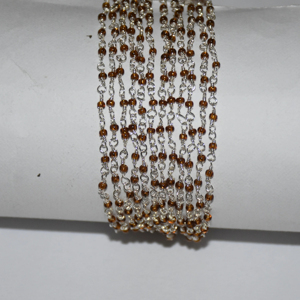 Top quality Silver & black Plated garnet Glass Beads Rondelle <b>Rosary</b> Chain, Wire Beaded Chain for Jewelry Bracelet Making - Product Image 4