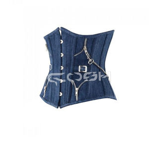 Corsés góticos de mezclilla con decoración de cremalleras - Product Image 1