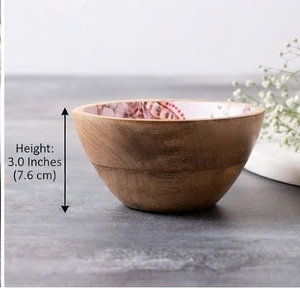 Bol en bois avec motif floral rouge, diamètre 6 pouces, lavage à la main uniquement, ustensiles - Product Image 3