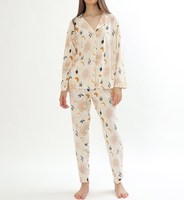 Pyjama classique à boutons pour femmes Vêtements de nuit confortables