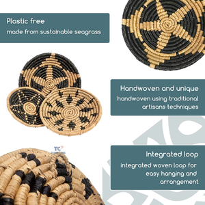 Décoration murale en herbe de mer de style bohème, nouvelle conception, vente en gros, panier mural décoratif en herbe de mer naturelle, décorations murales pour la maison - Product Image 5
