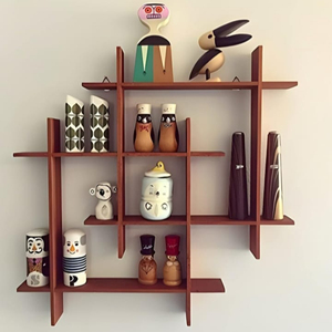 Estantes flotantes de madera para decoración del hogar, soporte de montaje en pared, armario cruzado para sala de estar, oficina, para almacenamiento de exhibición - Product Image 1