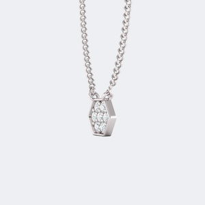 Collier pendentif hexagonal en diamant rond de luxe 0,20 CTW, serti en bélière, diamant de laboratoire certifié IGI, VVS VS, or blanc, or rose, cadeau - Product Image 3
