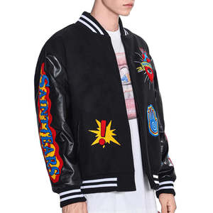 Veste universitaire surdimensionnée imperméable pour homme, coupe ample, style baseball, broderie chenille, patchwork, hip hop - Product Image 2