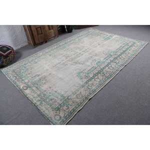 Alfombra Vintage de 6.2x9.3 pies, Alfombra Turca de Lana con Diseño de Camuflaje Azul - Product Image 2