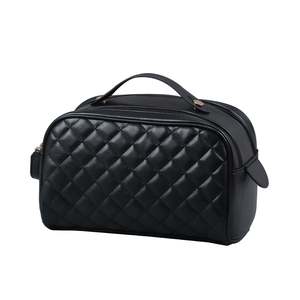 Audrey Genuine Leather Travel Beauty Organiser Large Capacity Portable Cosmetic Case Zipper Closure Aluminum <b>Makeup</b> <b>Storage</b> Bag - Product Image 3