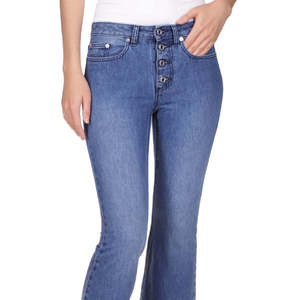 Jeans Cropped Svasati Blu da Donna Michael Kors, Taglia 12 Petite, Stile High Street, in Denim Traspirante con Decorazioni a Bottoni, Vestibilità Skinny - Product Image 2