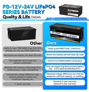 Baterai Lithium Ion Lifepo4 LCD Deep Cycle 6000+ Siklus 12V 24V 100Ah 200Ah untuk Solar, Camper, Marine, dengan Garansi <span class=keywords><strong>3</strong></span> Tahun WHET dan Sertifikasi CE - Product Image 2