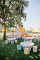 Ensemble table ronde et chaises multicolores pour enfants pour salles de jeux et fêtes d'anniversaire pour usage extérieur