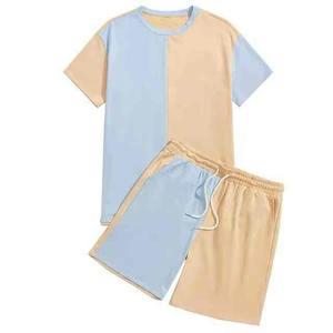 2025 nuevo conjunto de ropa de talla grande para hombre de alta calidad de verano estilo callejero camisetas de algodón de secado rápido pantalones cortos de tela de punto - Product Image 3