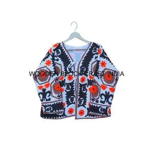 เสื้อแจ็คเก็ตแบบ unisex ผ้าฝ้าย 100% ปักลายดอกไม้ด้วยเครื่องจักร ติดกระดุมแบบ Suzani ระบายอากาศได้ดี เป็นมิตรกับสิ่งแวดล้อม เหมาะสำหรับฤดูหนาว สามารถถอดแยกชิ้นได้ - Product Image 2