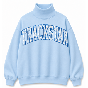Womens Bright <b>Pink</b> Oversized Mockneck <b>Sweatshirt</b> With Striped Ribbed Trim Long Sleeve Trackstar OEM Private Label - Product Image 4