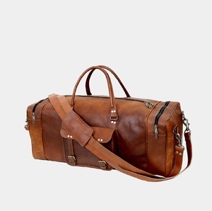 BROWN COLOUR <b>LEATHER</b> <b>BAG</b> TRAVEL <b>BAG</b> WITH SHOES COMPARTMENT <b>LEATHER</b> WEEKEND VINTAGE <b>LEATHER</b> <b>DUFFLE</b> <b>BAG</b> WITH ADJUSTABLE - Product Image 6