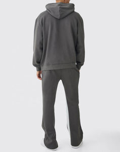 Conjuntos Deportivos Personalizados para Hombre, 100% Algodón, Pantalones Deportivos Acampanados, Sudadera con Capucha, Ropa Urbana, Logotipo Personalizado - Product Image 3