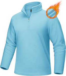 Sweat-shirt léger à manches longues en polaire à fermeture éclair quart pour homme avec col montant Sweats à capuche et sweatshirts - Product Image 2