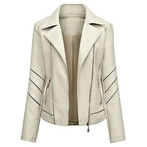 Hot Selling Women's Fashionable Slim-Fit Genuine Leather All-Match Short Casual Style Collar Zipper Waterproof PU for Winter - Product Image 4