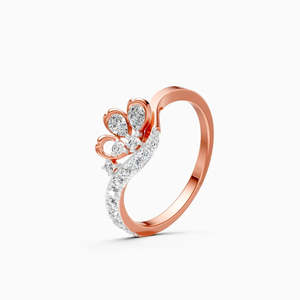 แหวนเพชรทรงดอกไม้ Heart Bloom Curve Lab Grown Diamond น้ำหนัก 0.29 กะรัต ทรงกลม ประดับทอง 9K สีเหลือง ขาว และโรสโกลด์ - Product Image 2