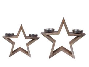 Étoile de Noël en aluminium coulé de haute qualité dorée finie sur une base en bois Ensemble de 2 utilisations dans la décoration de Noël à la maison et à l'hôtel - Product Image 4