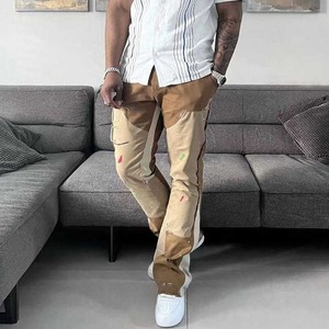 Sudaderas de algodón 100% de peso pesado personalizadas, pantalones de pierna ancha apilados sueltos para correr de alta calidad, pantalones de chándal de hombre acampanados con cordón Vintage - Product Image 2