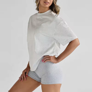 Solide à manches courtes 100% polyester logo personnalisé en gros t-shirts bon marché directement fabriqué en usine confortable séchage rapide femmes t-shirt - Product Image 6